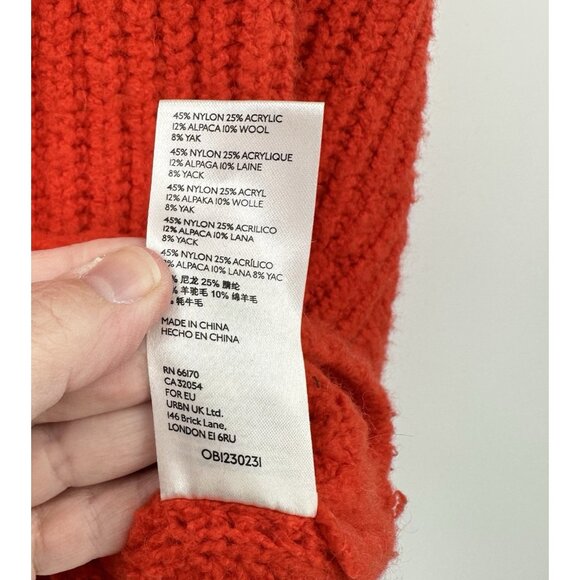 MAEVE ANTHROPOLOGIE ATHENA cowl neck sweater cropped ribbed wool alpaca red XS - Picture 9 of 9